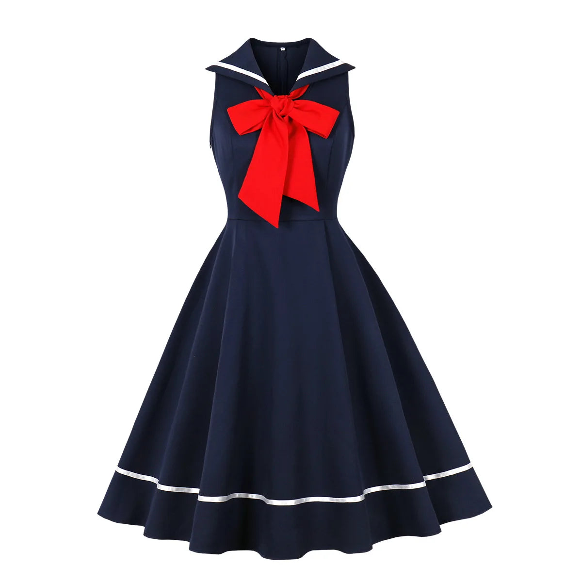 Sailor Collar Bow Fit & Flare Dress