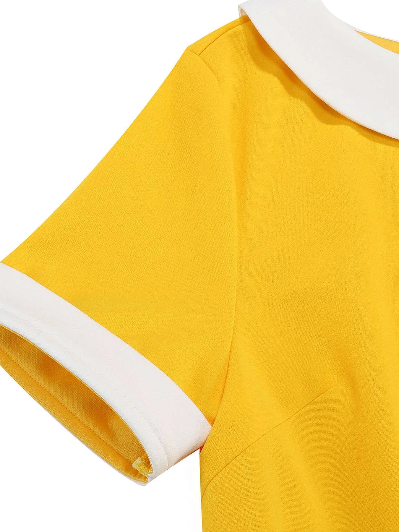 Contrast Collar Fit and Flare Midi Dress
