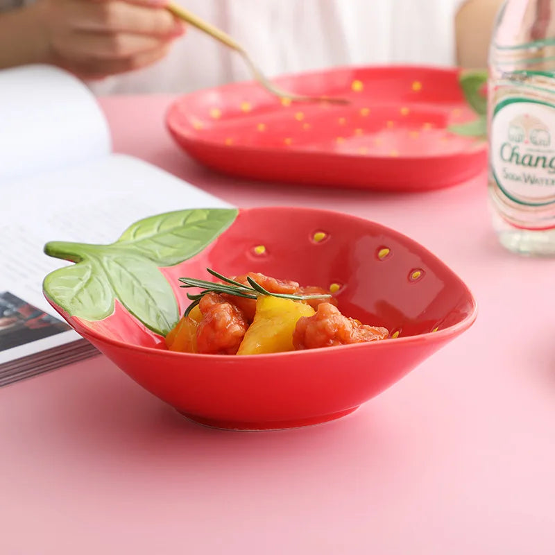 Retro Strawberry Fields Ceramic Dessert & Dipping Dish