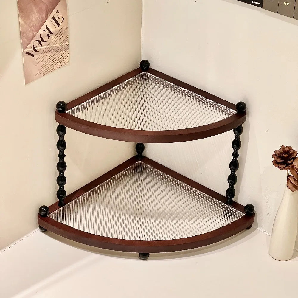 Mid-Century Executive Wooden Double-Tier Desktop Storage Rack