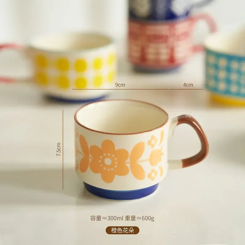 Vintage Meadow Handgrip Mug & Saucer Set (300ml)