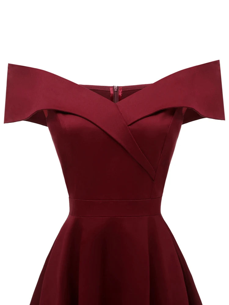 Off-Shoulder Wrap Bodice Fit & Flare Dress