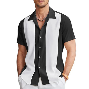 Men’s Short Sleeve Contrast Panel Button Front Shirt