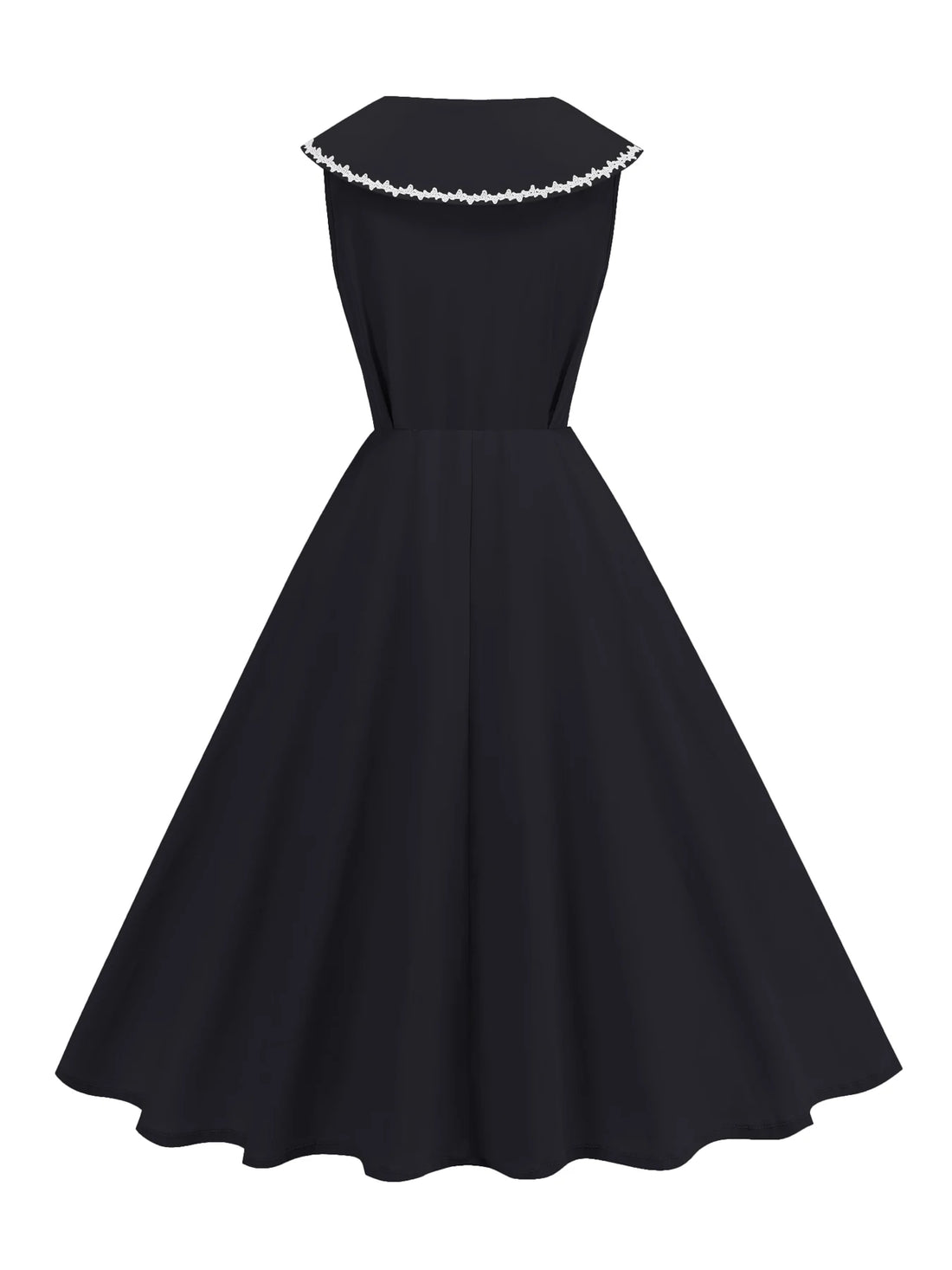Sailor Collar Sleeveless Midi Dress with Button Front