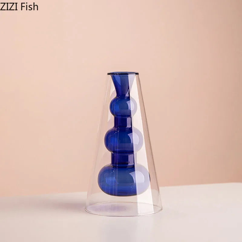 Art Deco Pastel Transparent Glass Vase