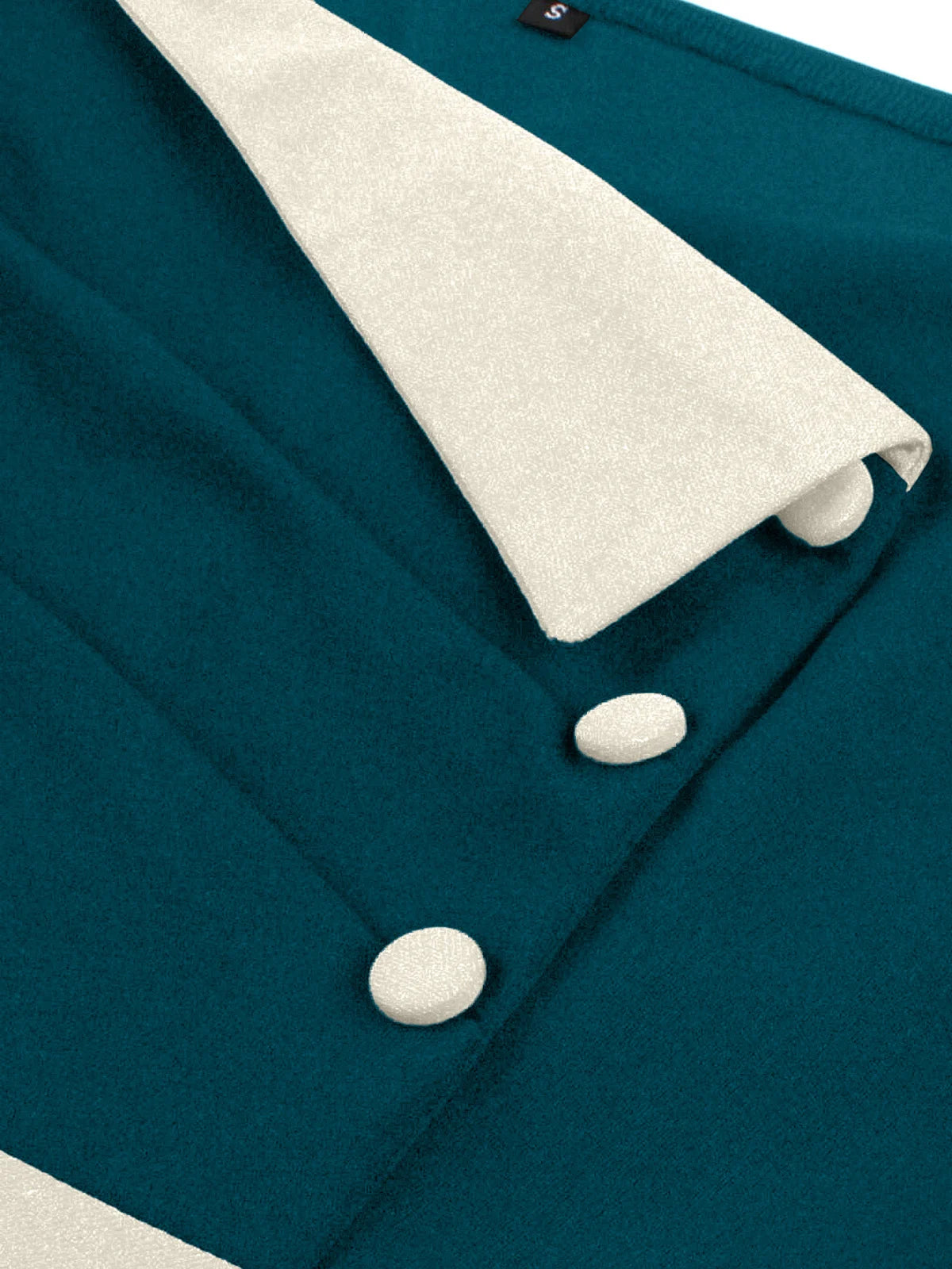 Contrast Lapel Button Detail Fit & Flare Dress