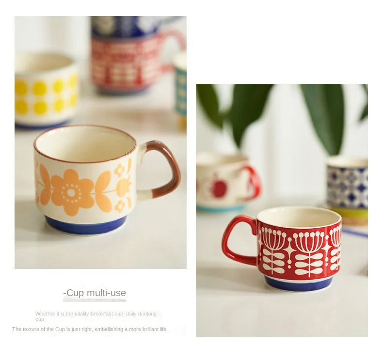 Vintage Meadow Handgrip Mug & Saucer Set (300ml)