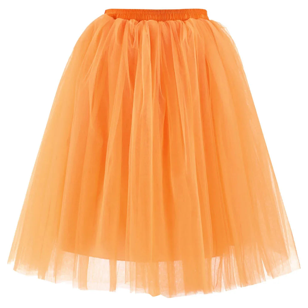 High Waist Tulle A Line Midi Skirt