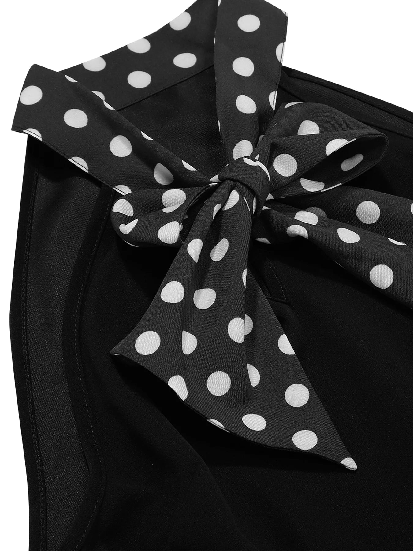 Halter Neck Polka Dot Midi Dress with Bow and Belt