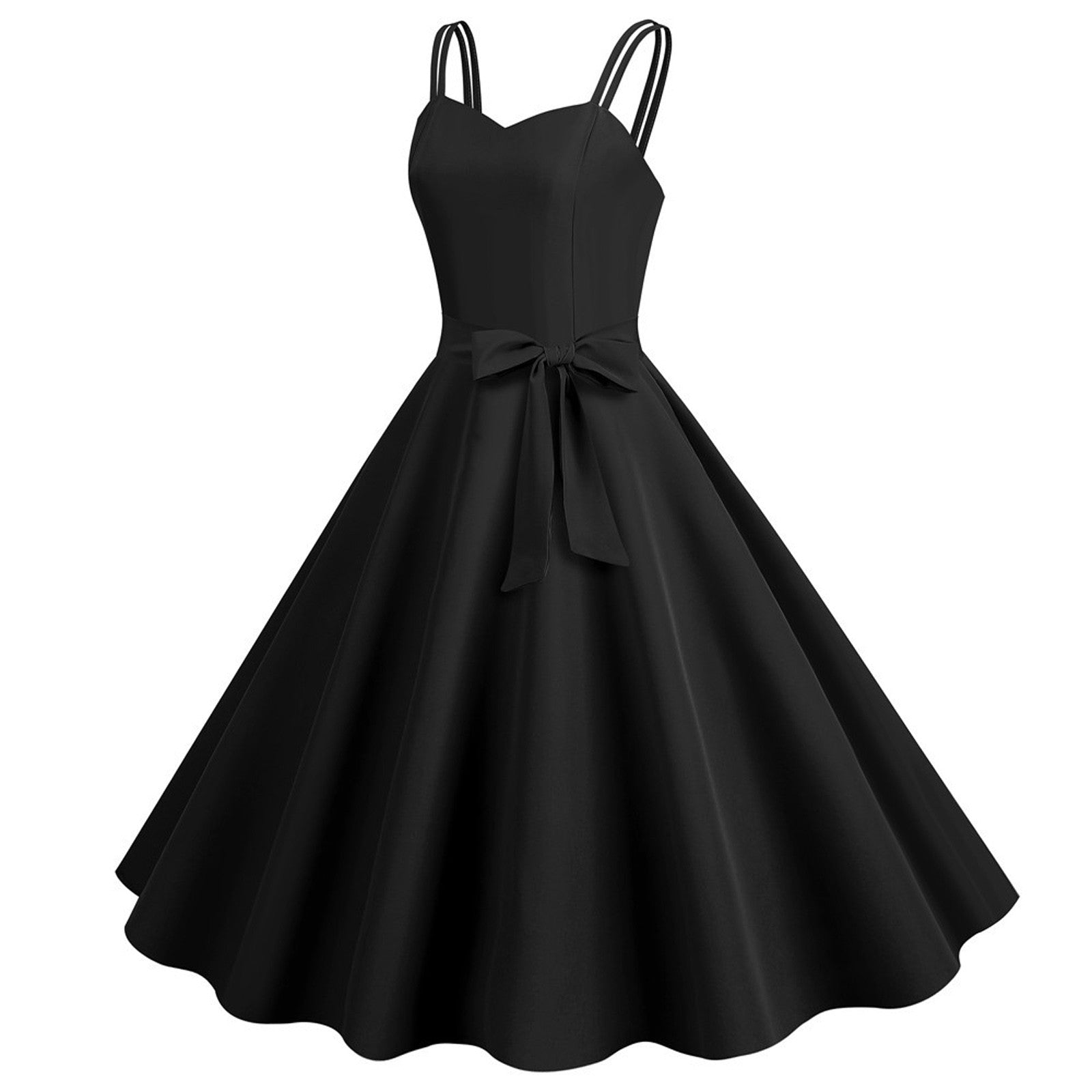 Sweetheart Neck Strappy Midi Dress with Waist Tie