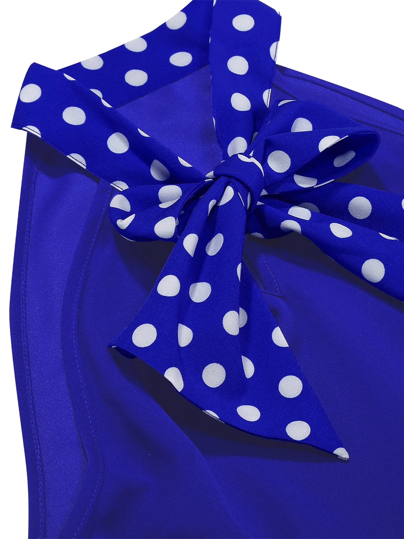 Halter Neck Polka Dot Midi Dress with Bow and Belt