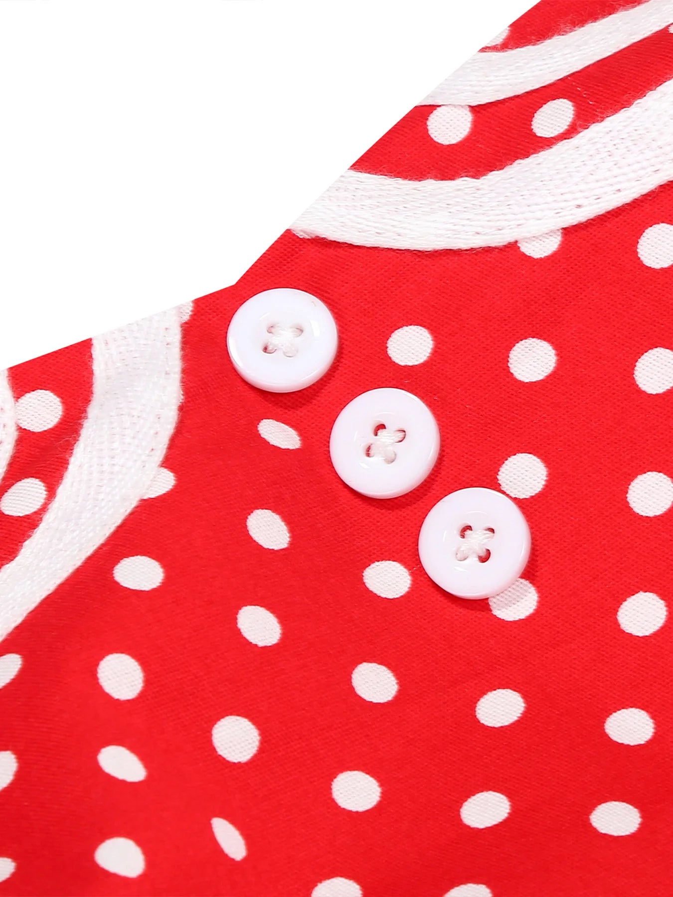 Polka Dot Trim Halter Belted Dress
