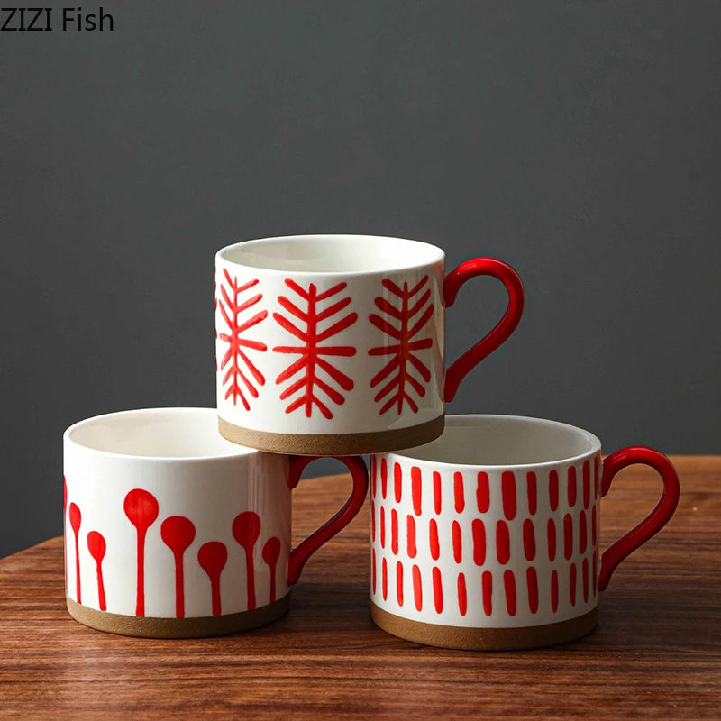 Retro Boho Painted Pattern Porcelain Stacking Mug