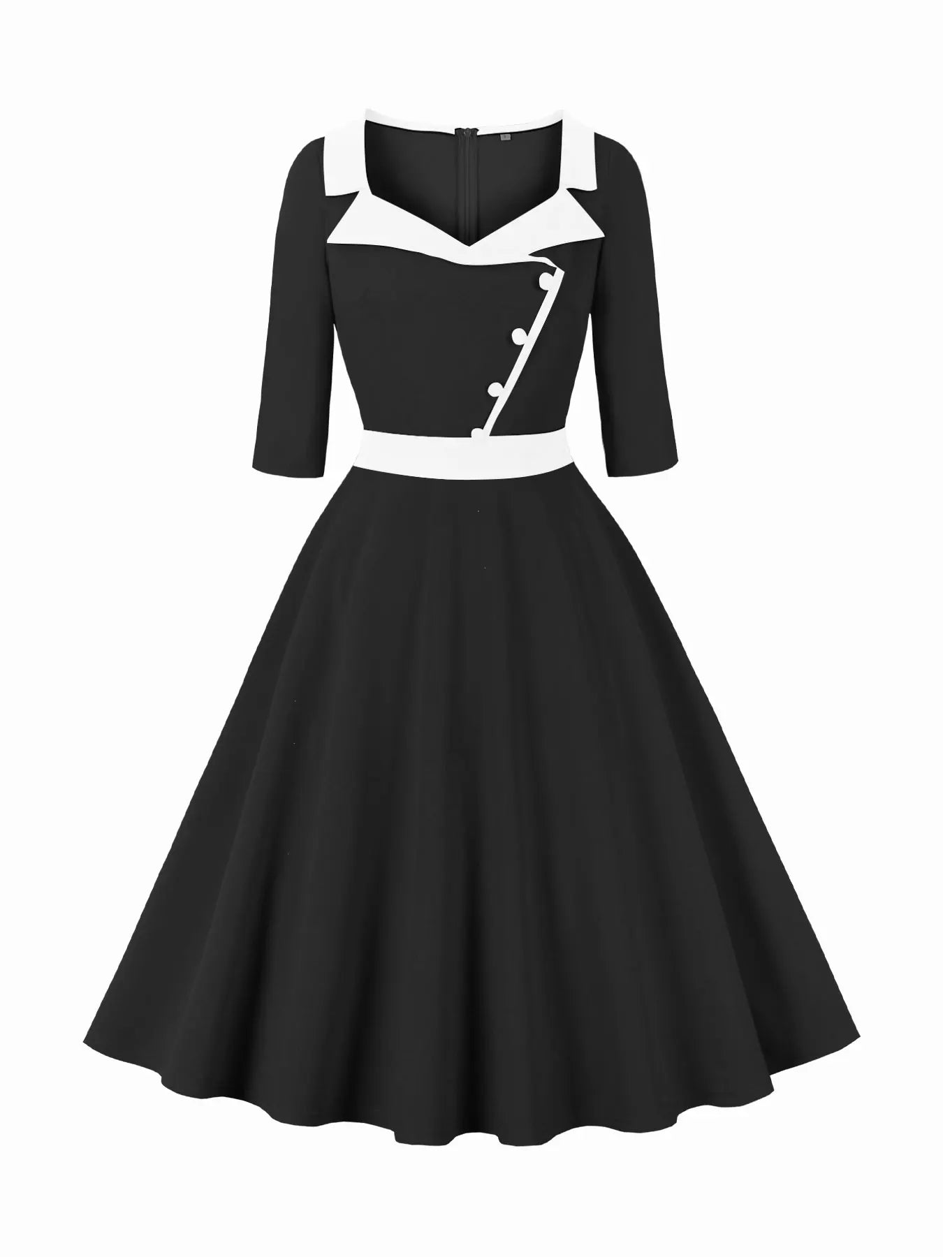 Contrast Collar Fit & Flare Dress