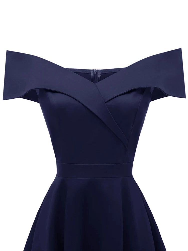 Off-Shoulder Wrap Bodice Fit & Flare Dress