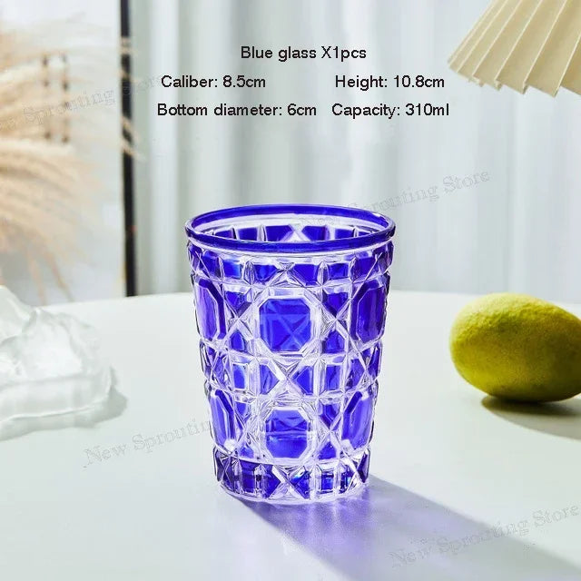 "Mad Men Era" Geometric Carved Plaid Whiskey Glass (360ml)