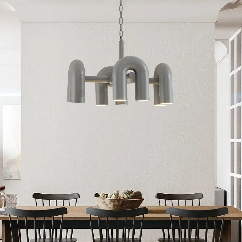 Retro Macaron U-Shape LED Pendant Chandelier