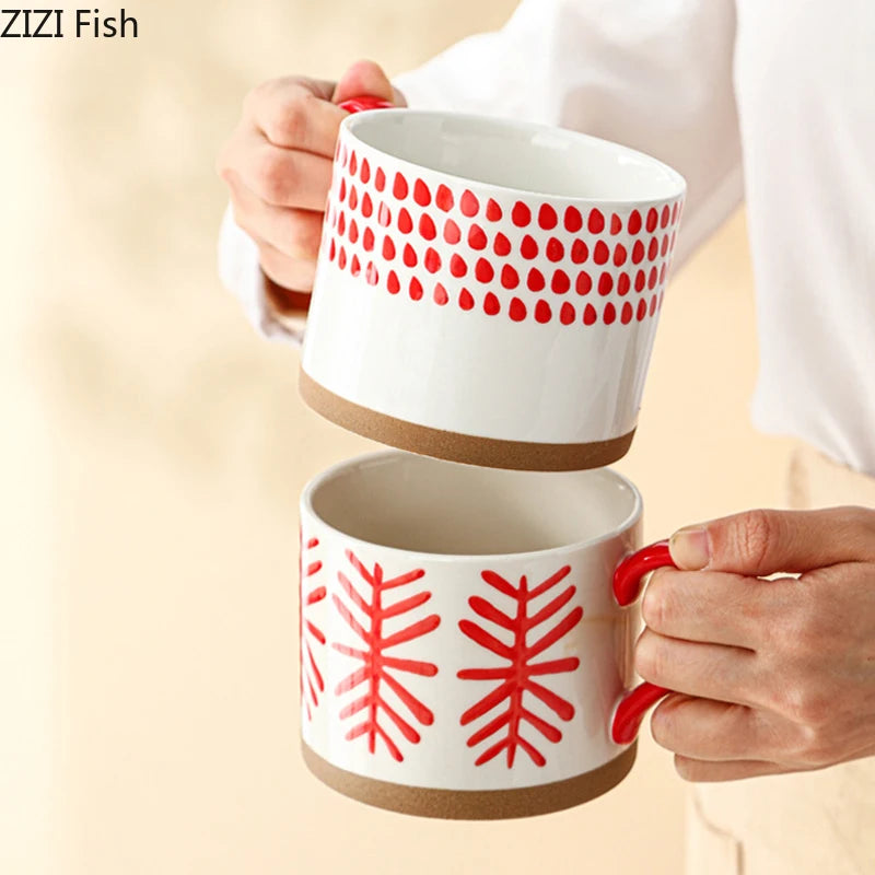 Retro Boho Painted Pattern Porcelain Stacking Mug