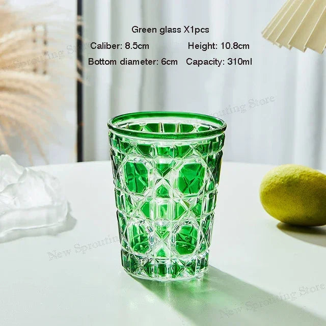 "Mad Men Era" Geometric Carved Plaid Whiskey Glass (360ml)
