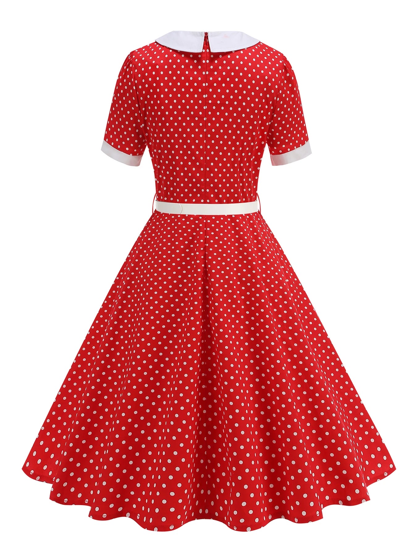 Polka Dot Collar Fit & Flare Dress with Headband