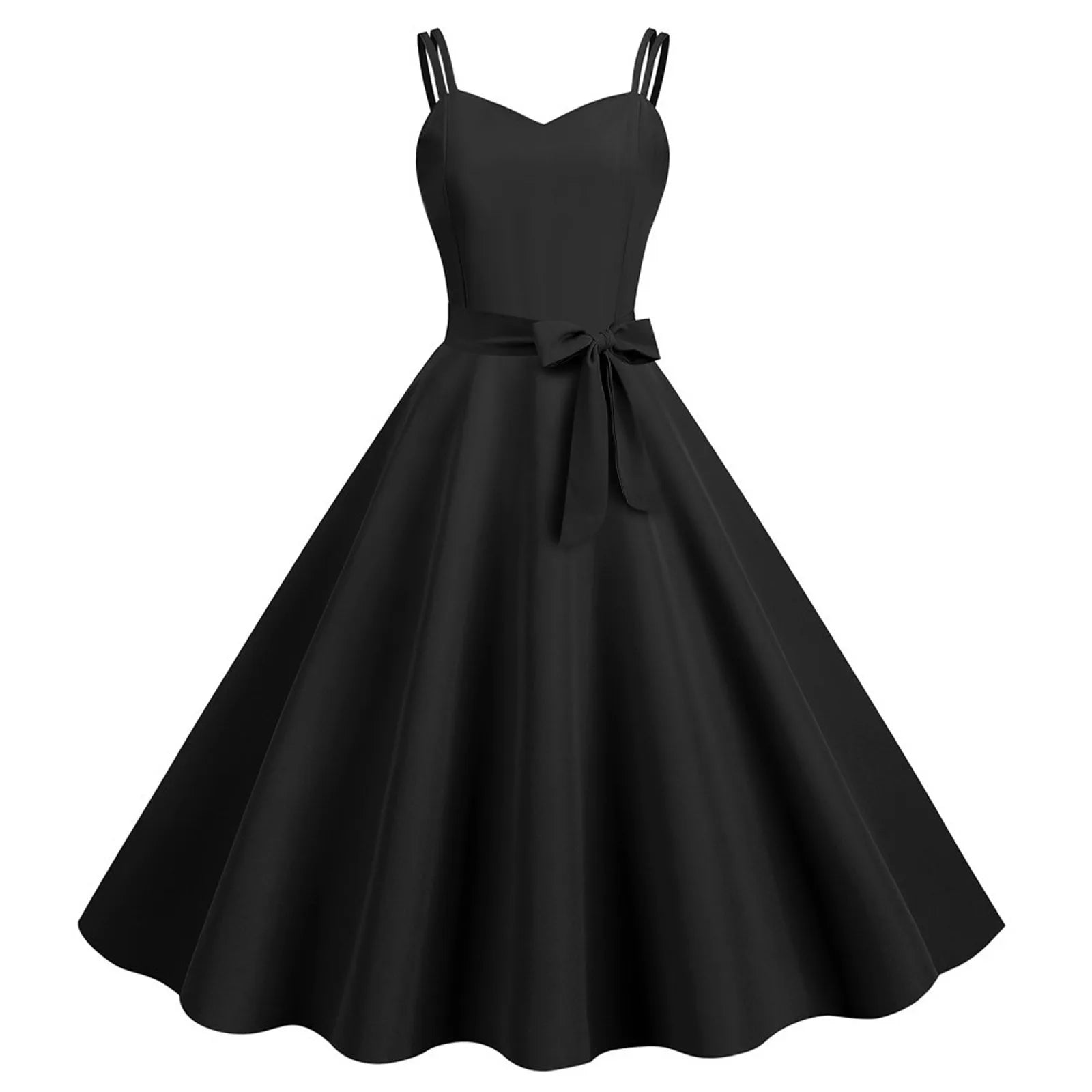 Sweetheart Neck Strappy Midi Dress with Waist Tie