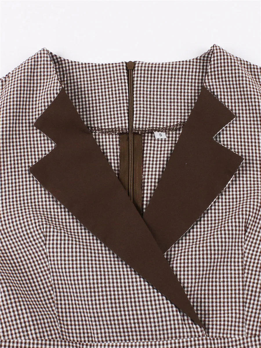 Gingham Collar Belted Fit & Flare Dress