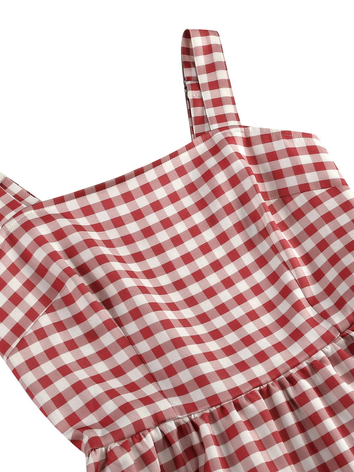 Gingham Square Neck Fit & Flare Dress