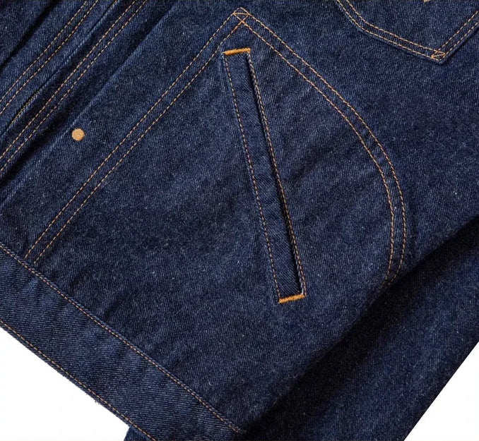 Denim Workwear Jacket with Zip Front and Snap Pockets