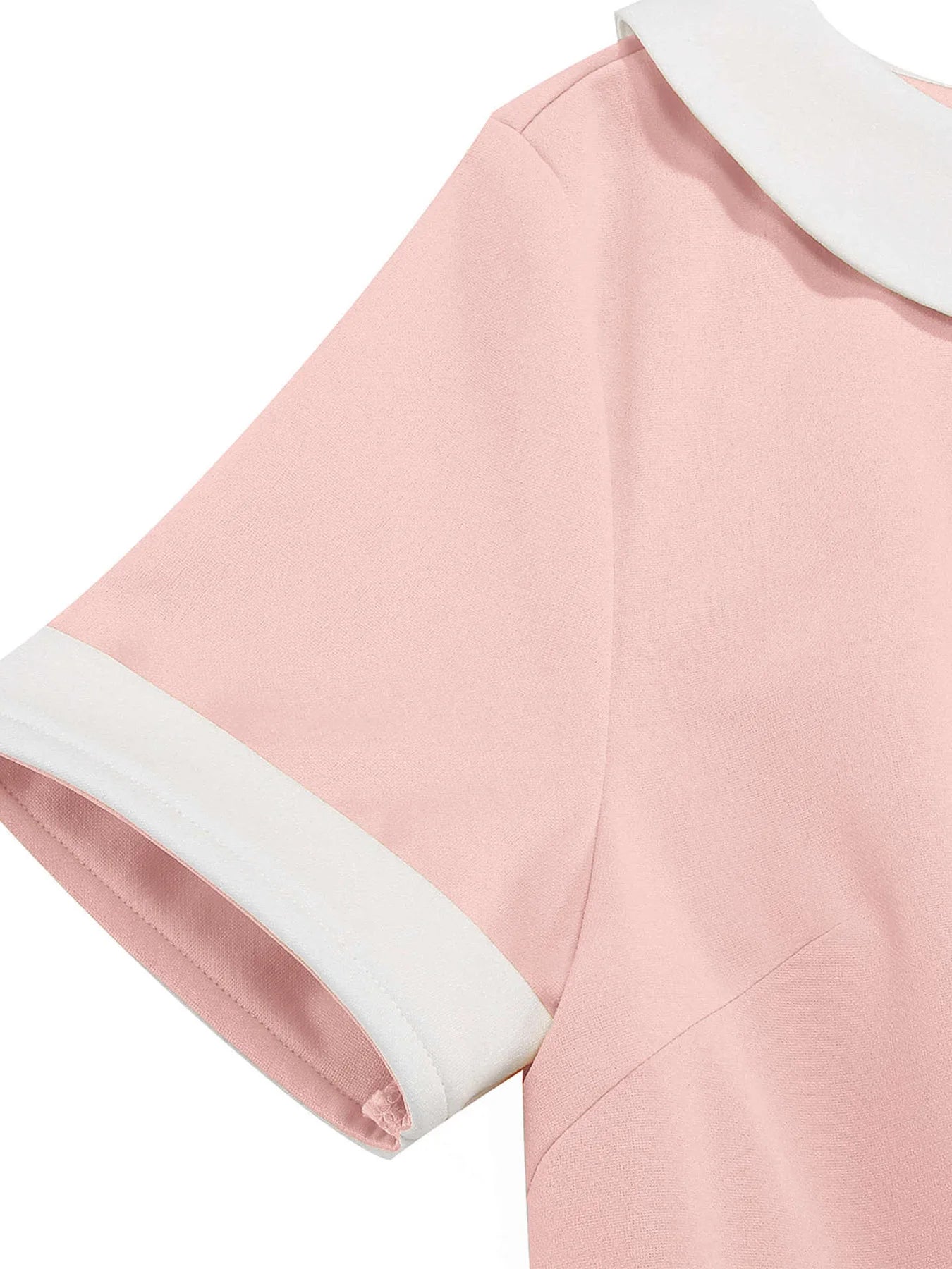 Contrast Collar Fit and Flare Midi Dress