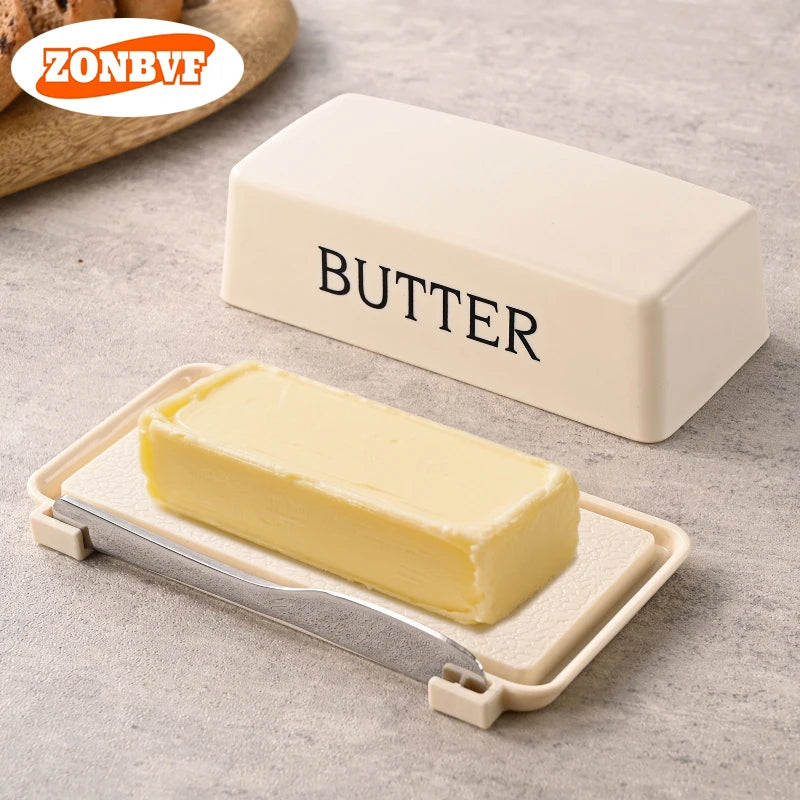 Retro Bistro Sealed Butter Box & Built-In Slicer Knife