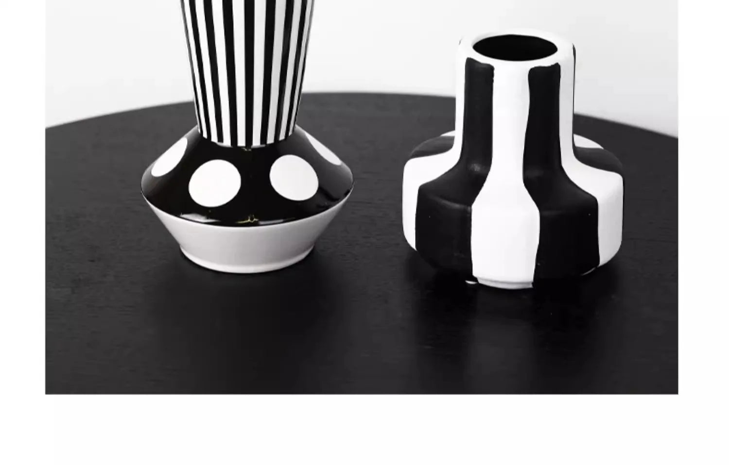 Art Deco Black & White Striped Geometric Vase