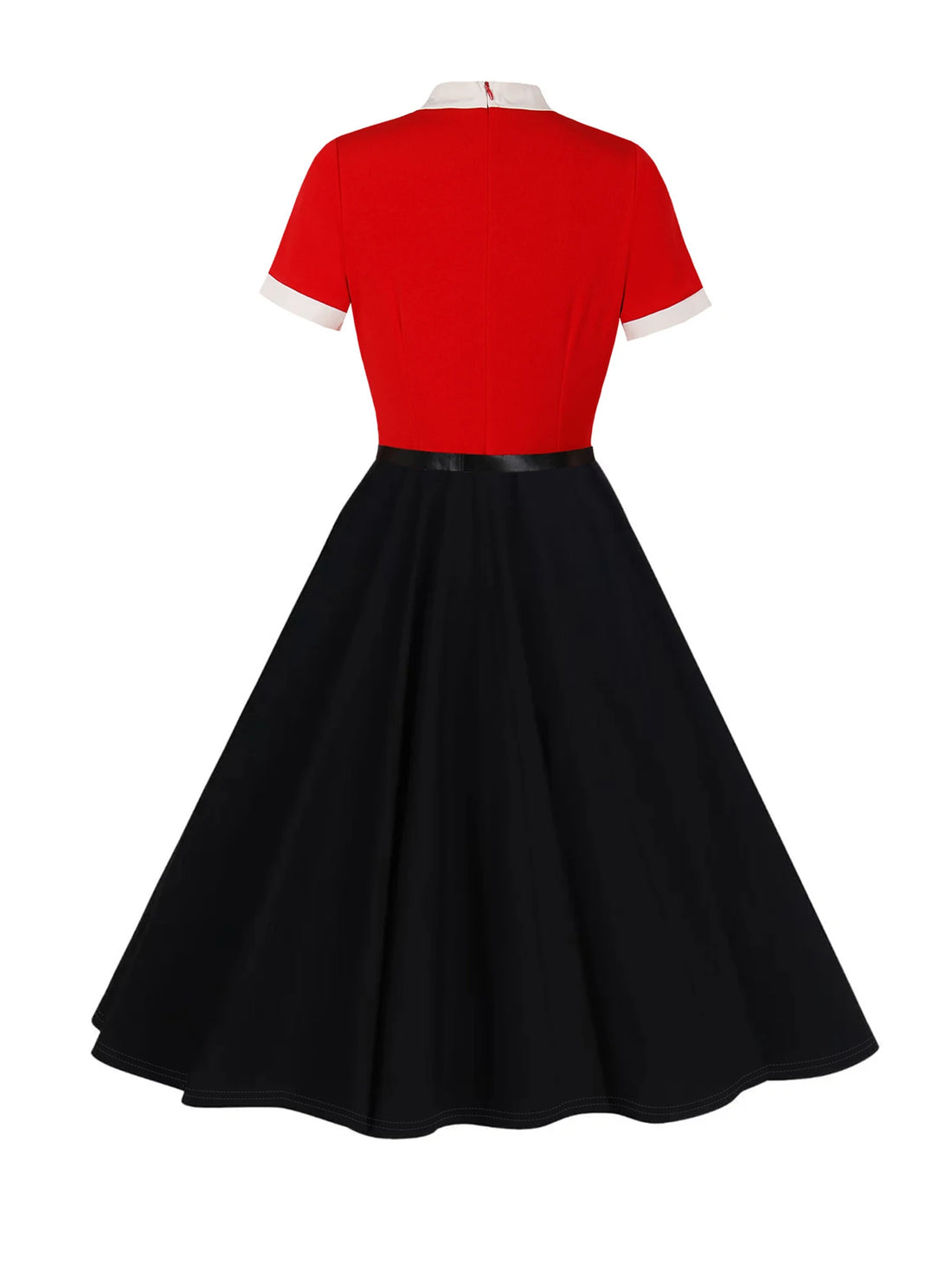 Contrast Bow Neck Fit & Flare Dress