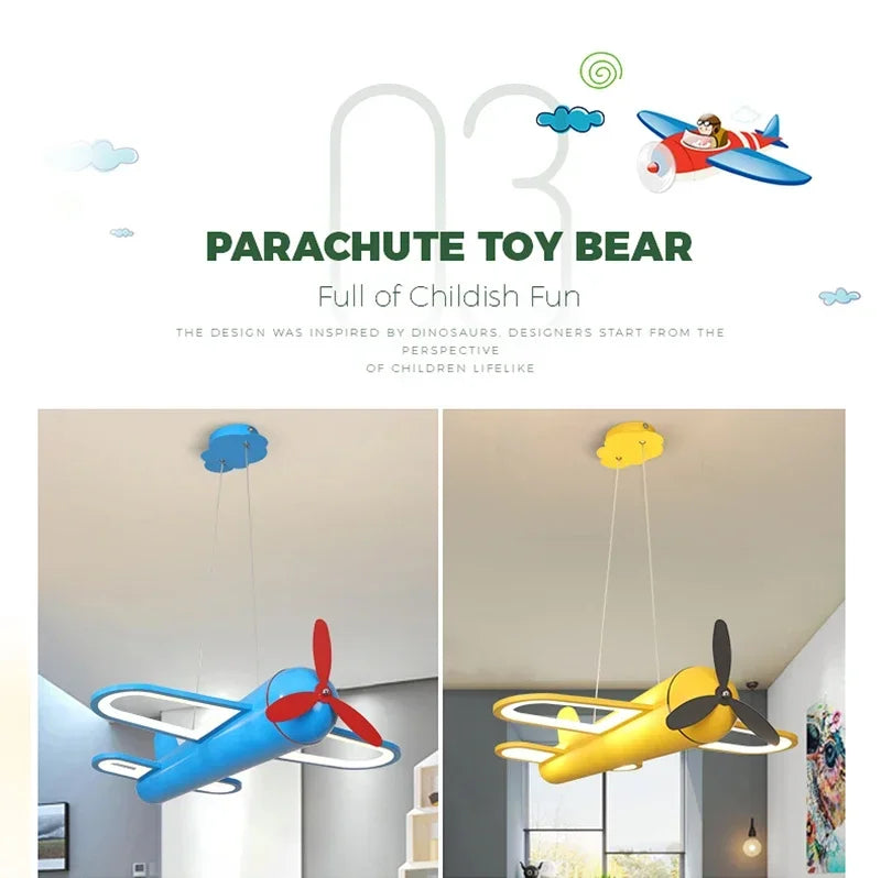 Retro Pop Cartoon Iron Airplane Chandelier