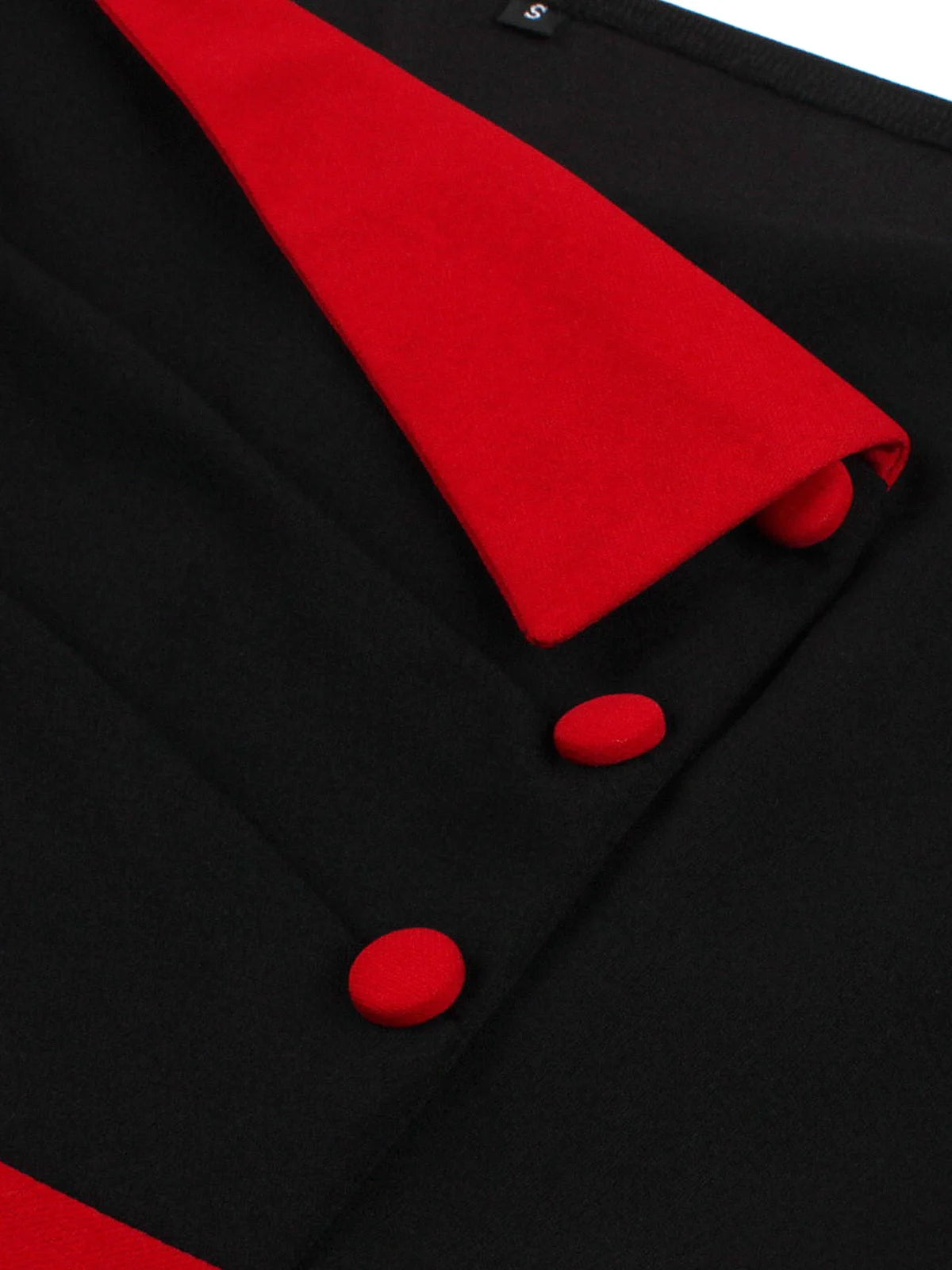 Contrast Lapel Button Detail Fit & Flare Dress