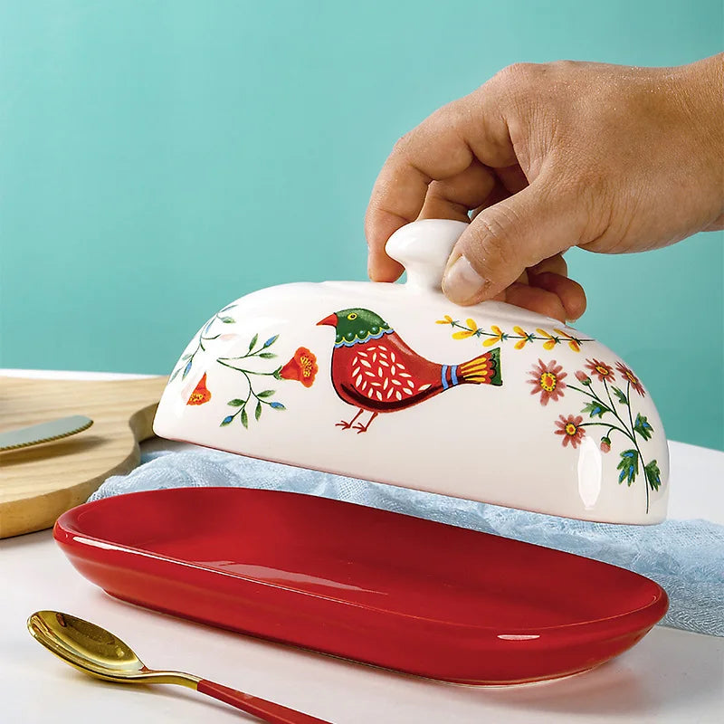 "Country Kitchen" Floral Ceramic Sealed Butter Dish