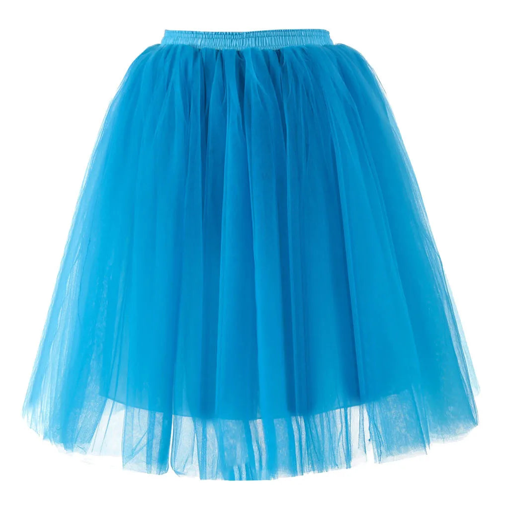 High Waist Tulle A Line Midi Skirt
