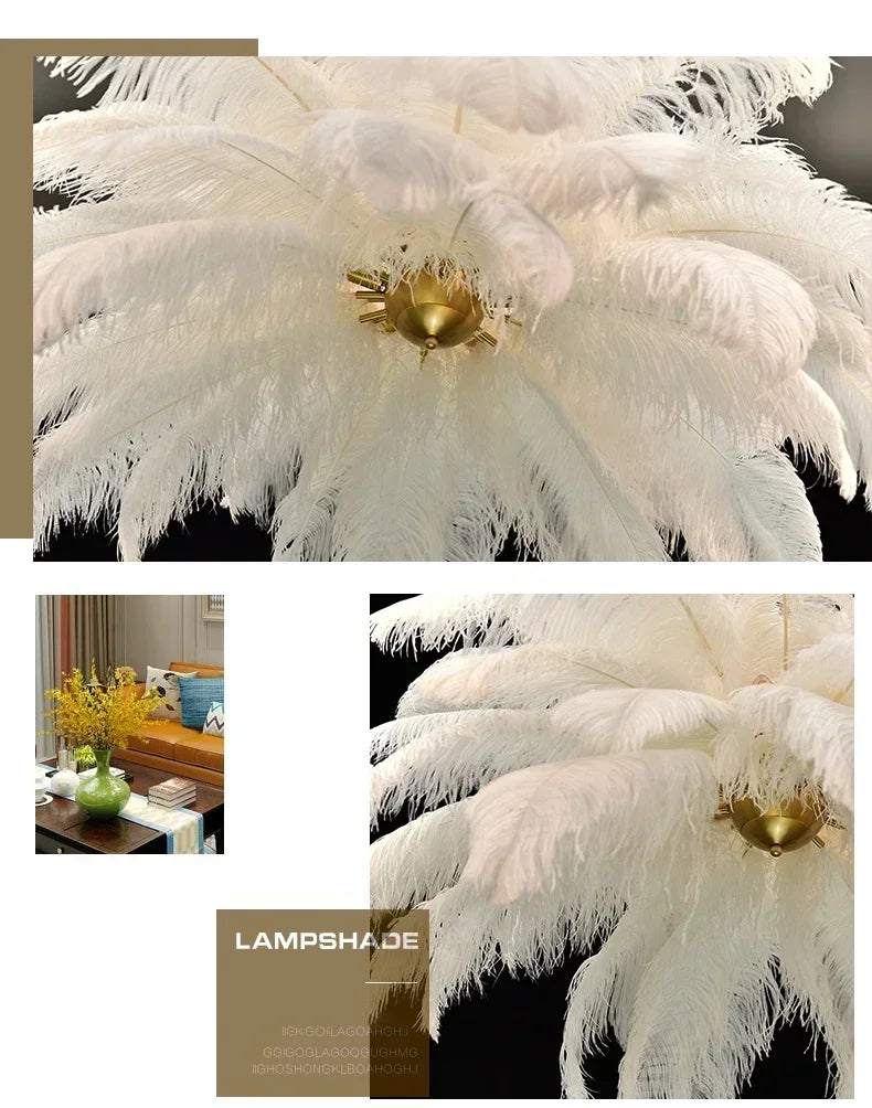 Classic Las Vegas Showgirl Ostrich Feather Chandelier