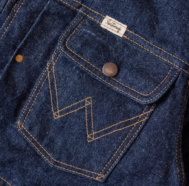 Denim Workwear Jacket with Zip Front and Snap Pockets