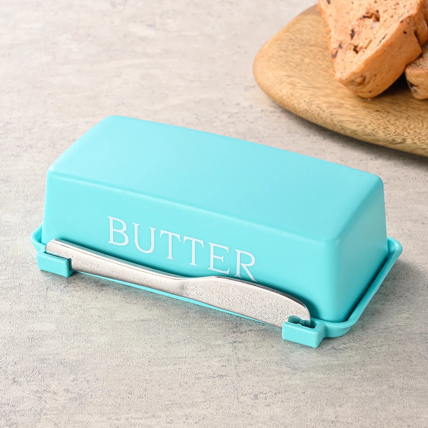Retro Bistro Sealed Butter Box & Built-In Slicer Knife