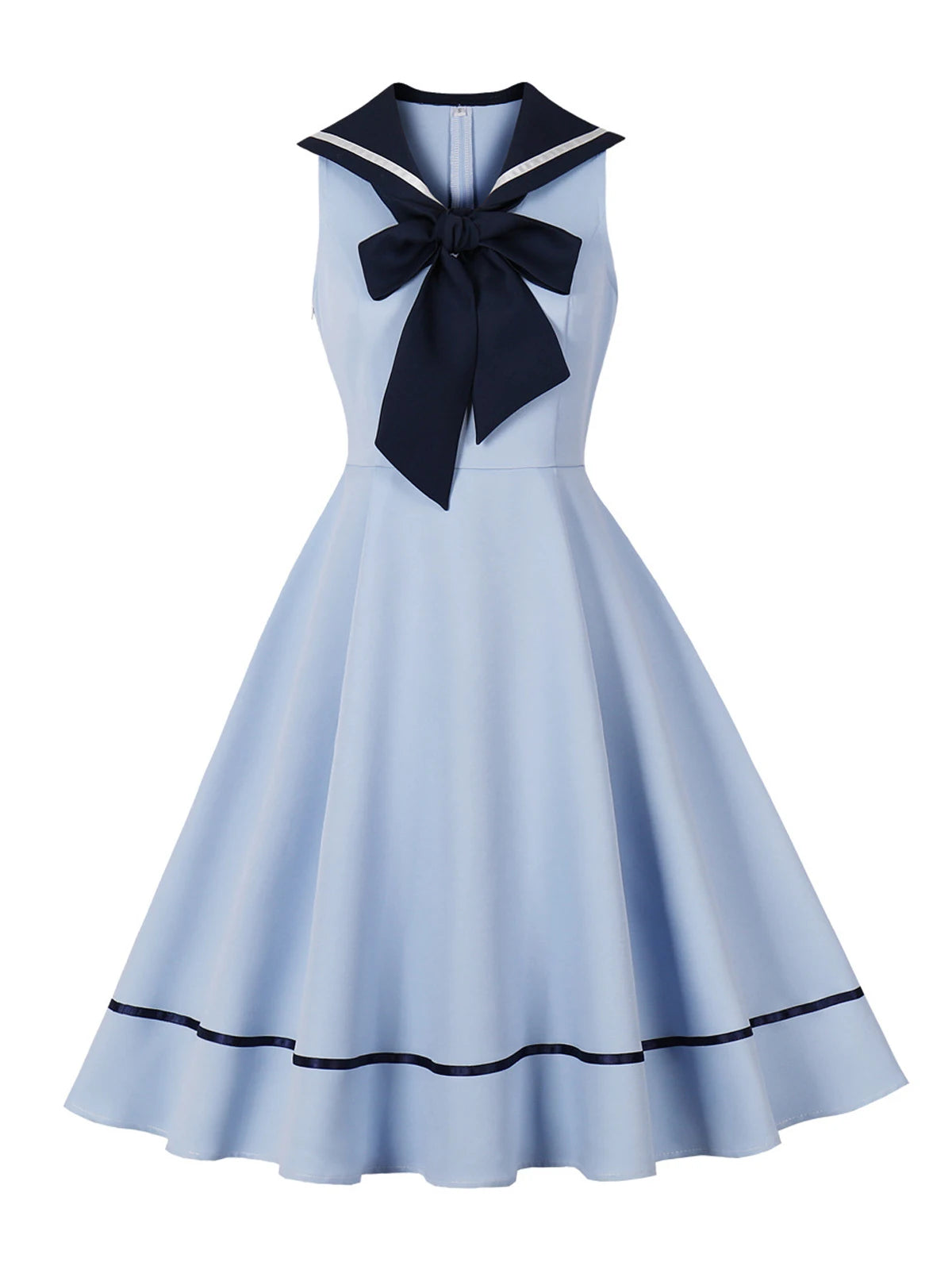 Sailor Collar Bow Fit & Flare Dress