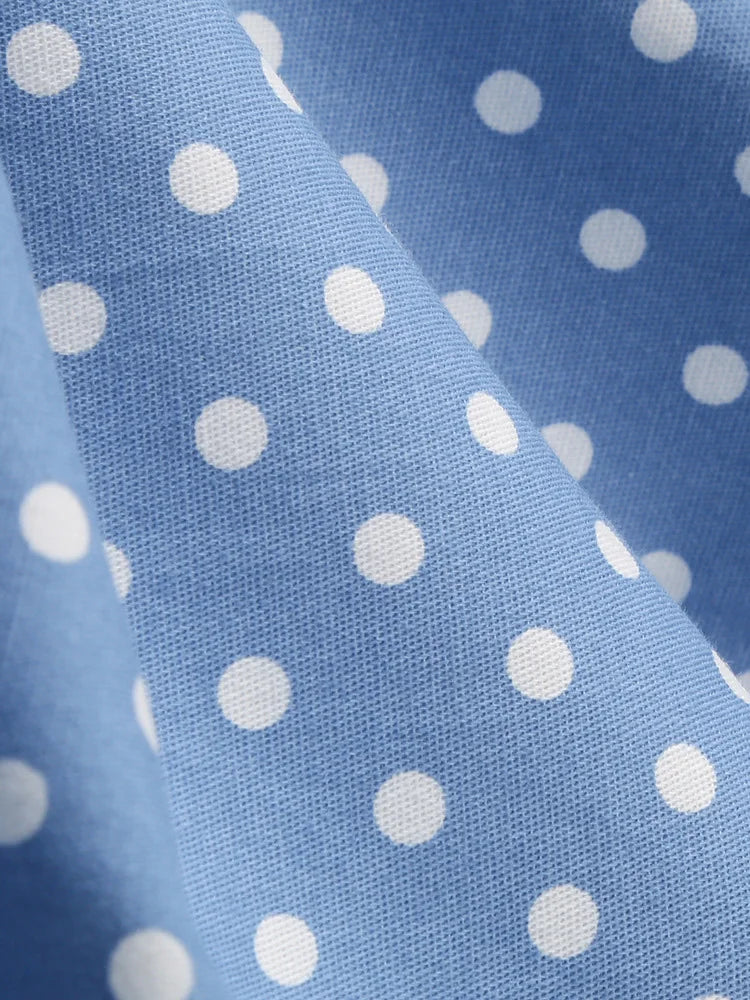Polka Dot Collared Belted Midi Dress