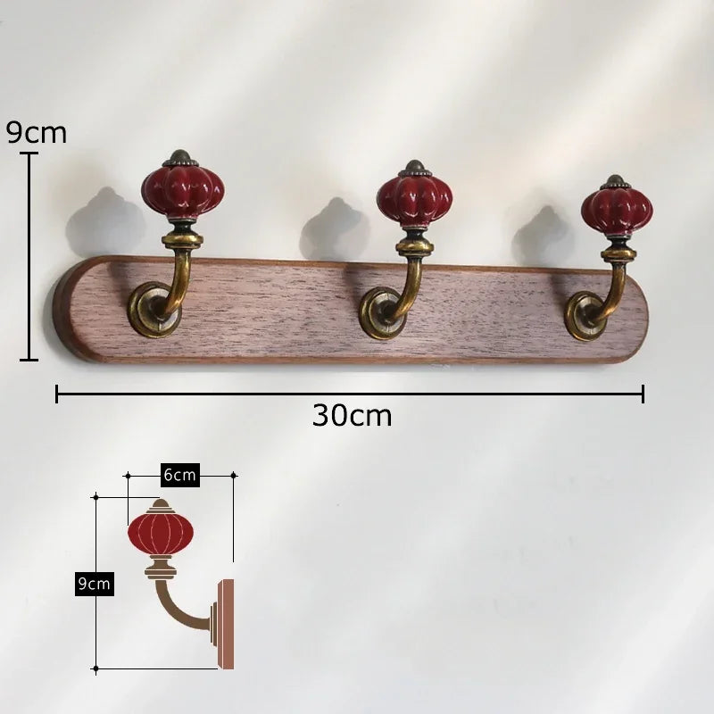 Mid-Century Minimalist Solid Wood Multiple Hanging Hooks