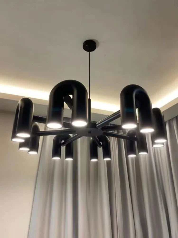 Retro Macaron U-Shape LED Pendant Chandelier