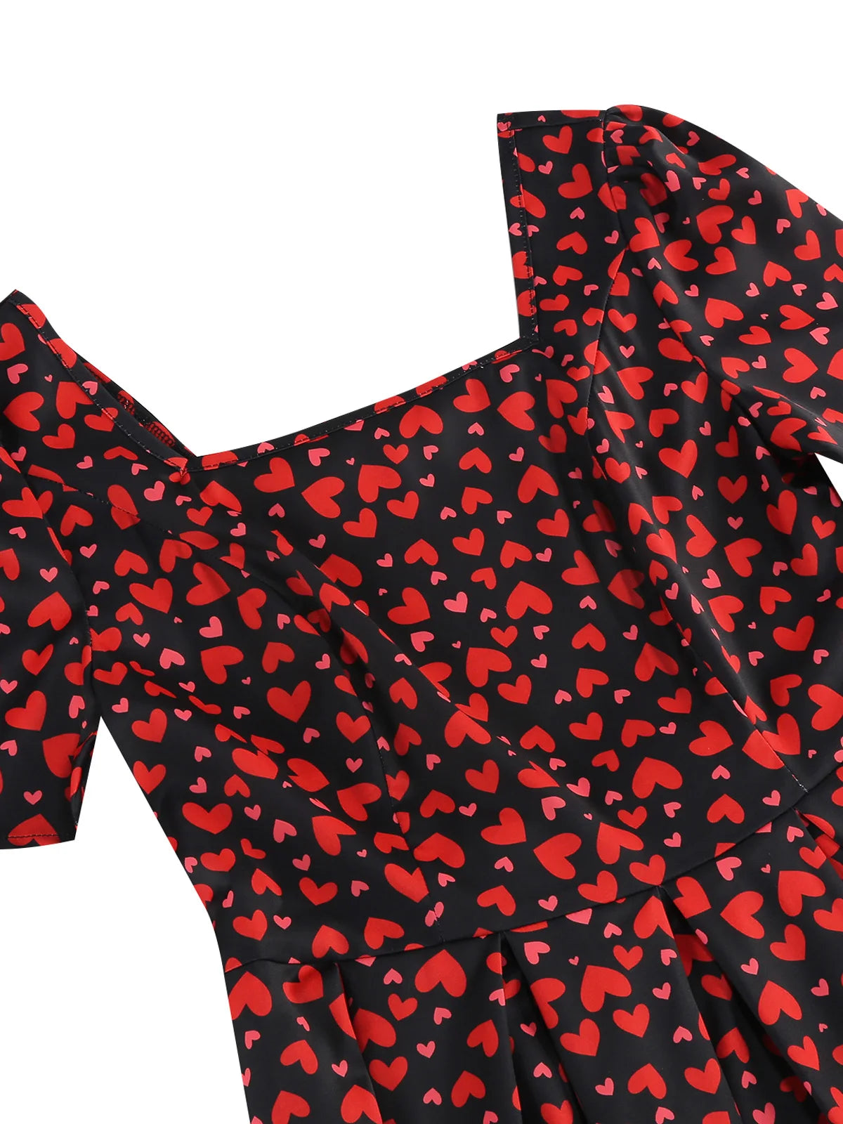 Heart Print Square Neck Fit & Flare Dress