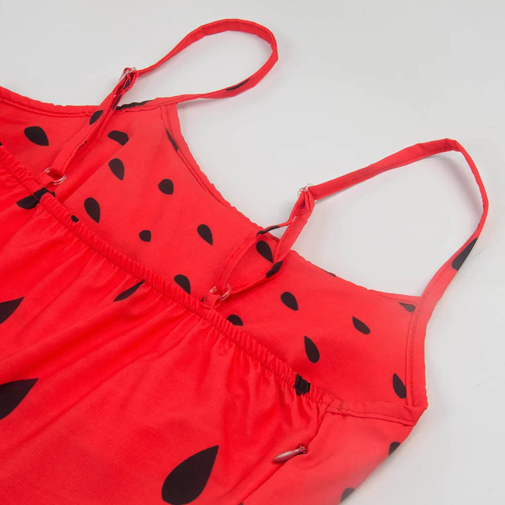 Watermelon Print Fit and Flare Dress