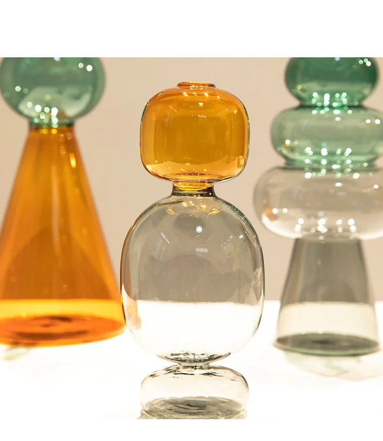 Art Deco Pastel Transparent Glass Vase