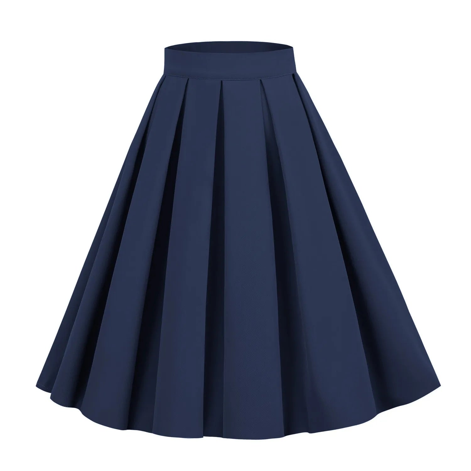 High Waist Pleated A Line Midi Skirt