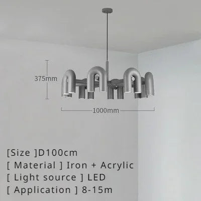 Retro Macaron U-Shape LED Pendant Chandelier