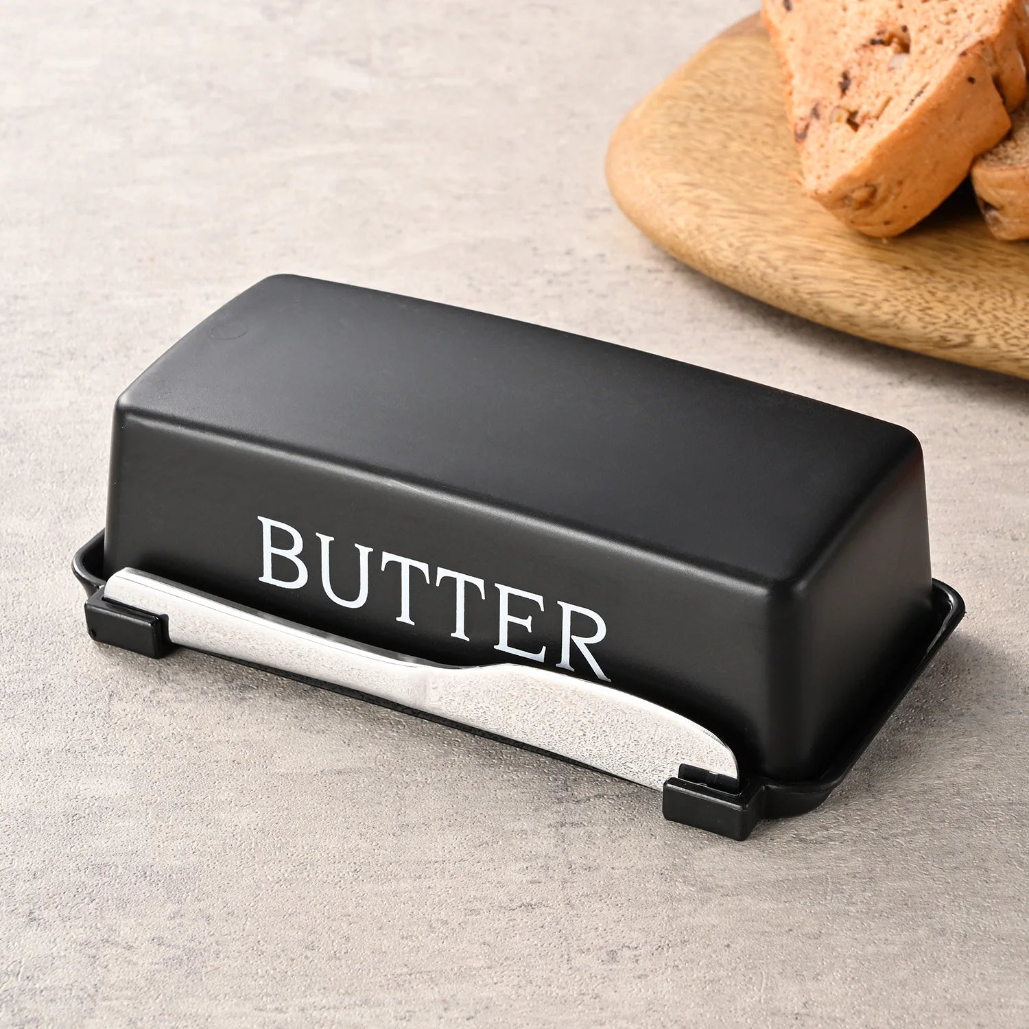 Retro Bistro Sealed Butter Box & Built-In Slicer Knife