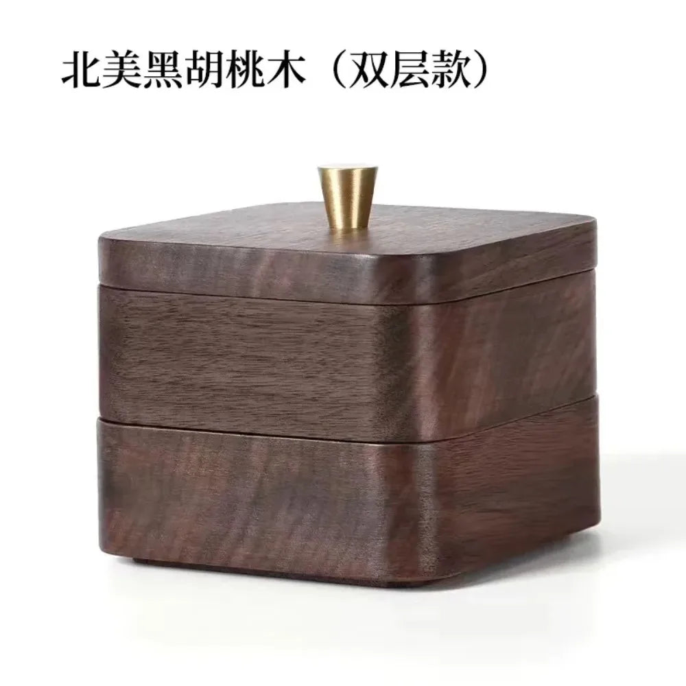 Heirloom Quality Black Walnut Dual Storage Toothpick & Floss Box